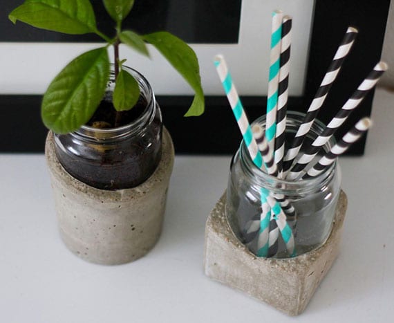kreatives basteln mit beton und glas_attraktive diy deko mit modernen vasen und behältern aus altglas